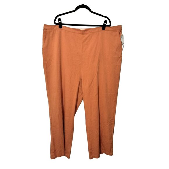 Abound Womens Plus Size 4X Rust Orange Elastic Back Pants - Picture 2 of 7